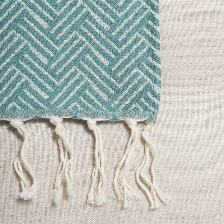 Lantara - Wholesale Throw Blanket - Plaid Vienna Wool Cotton - Eucalyptus Green - 150x250cm