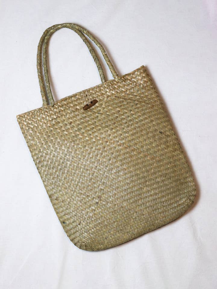 Long Strap Woven Straw Tote Bag for wholesale by SUN AND DAY