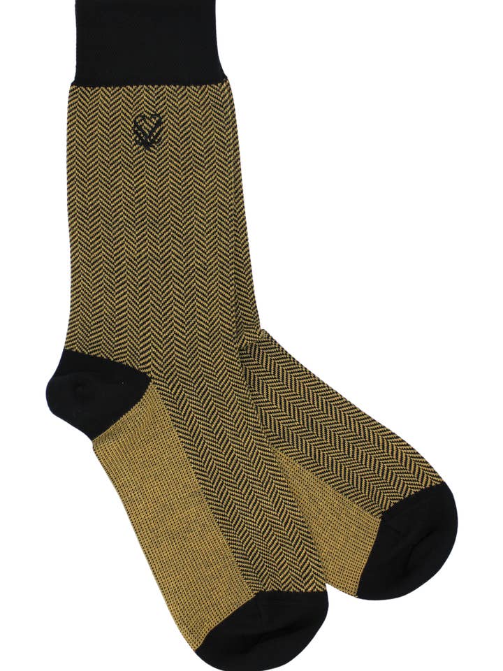 Rich Mustard Bamboo Herringbone Socks - Sir Luxe Collection for wholesale by Sock Geeks