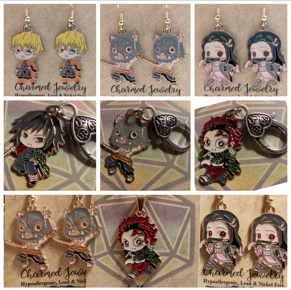 Con-Quest Crafts - Wholesale Jewelry Set - Shounen Anime Inspired Earrings, Necklaces & Zipper Pulls 12