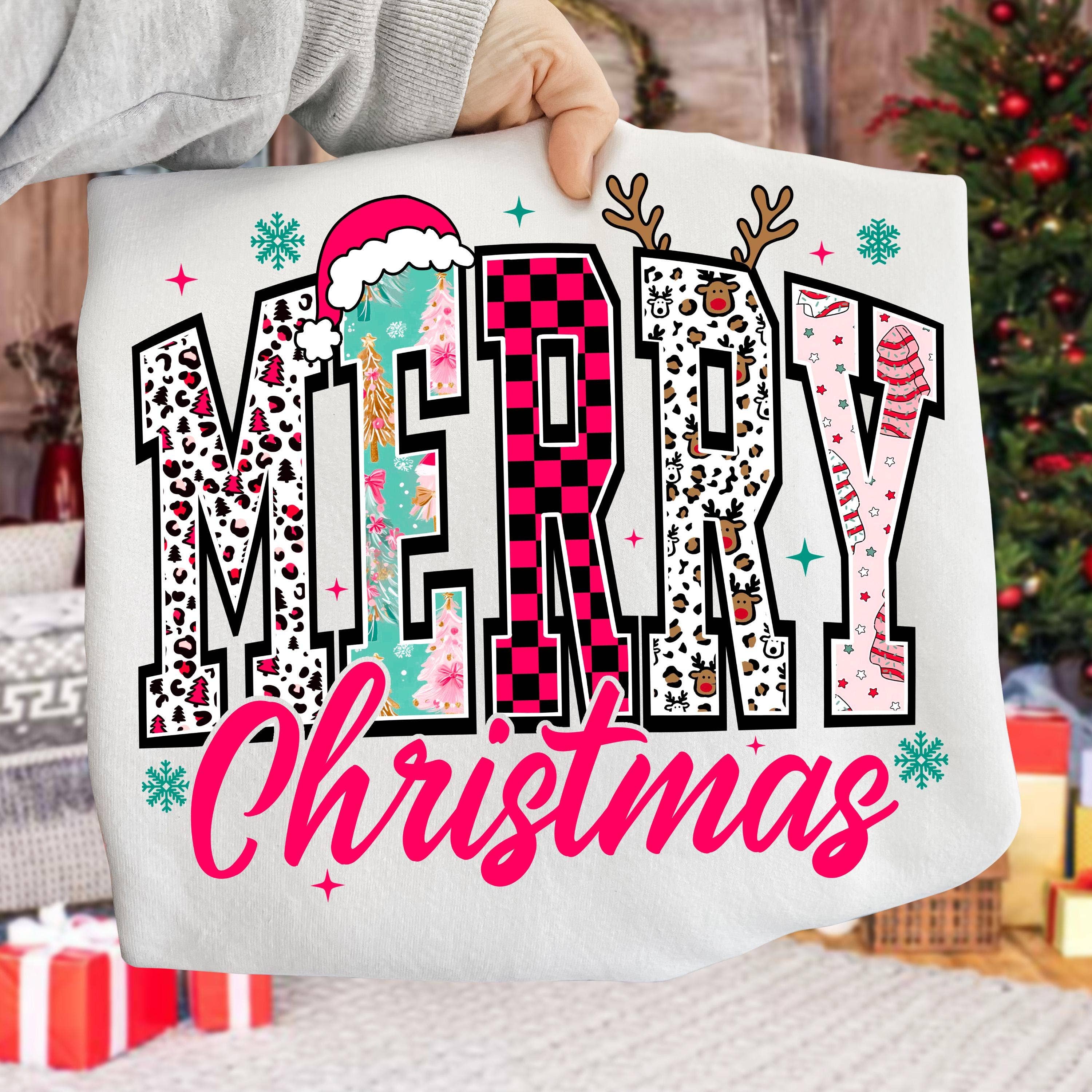 NVC Ecommerce LLC - Wholesale T-Shirt (Graphic) - Women's - Preppy Merry Christmas Shirt, Retro Christmas Sweatshirt1