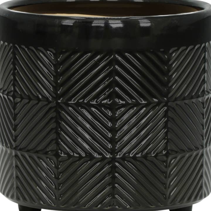 Sagebrook Home - Wholesale Plant Pot - Planters Set of 2 - Black Ceramic Round Textured, 6/8 in.9