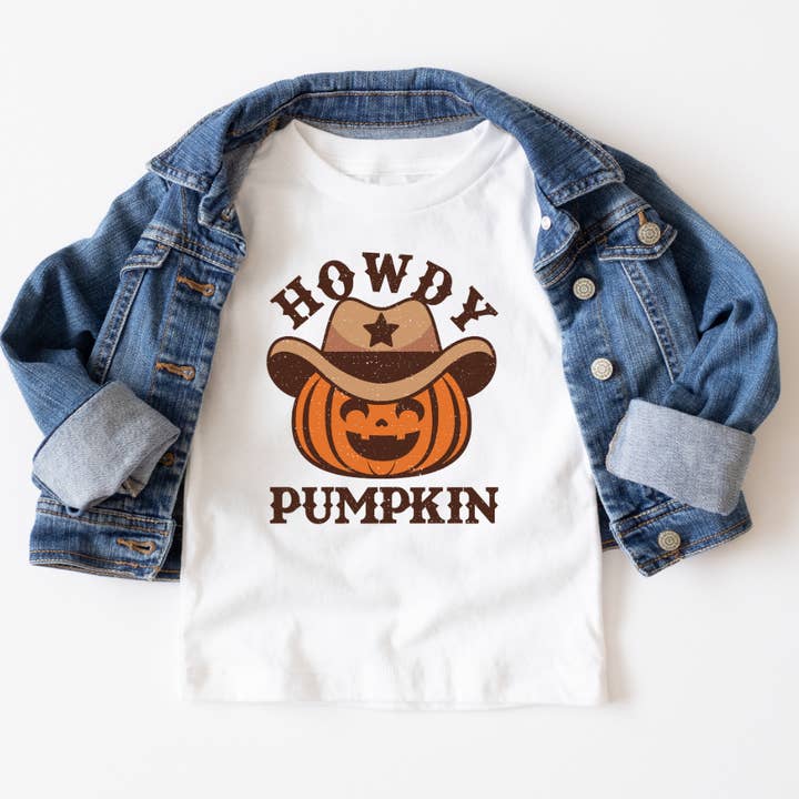 Camiseta de Halloween para Jóvenes Howdy Pumpkin para venta al por mayor de Mama and Littles Apparel
