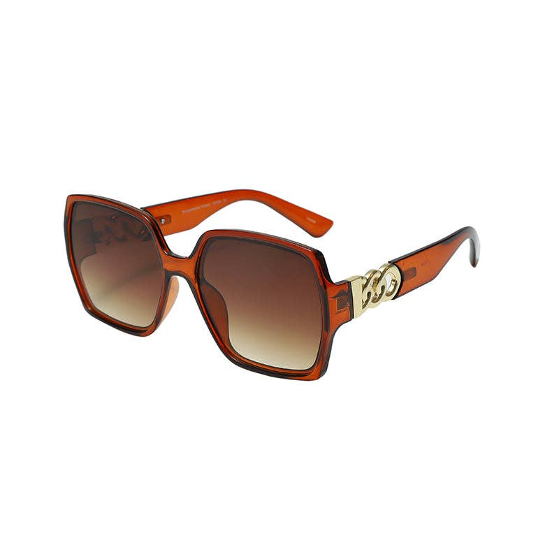 Prime Opticals - Wholesale Sunglasses - Women's - F3134, Large Frame with Small Gold Chain Design Arm6