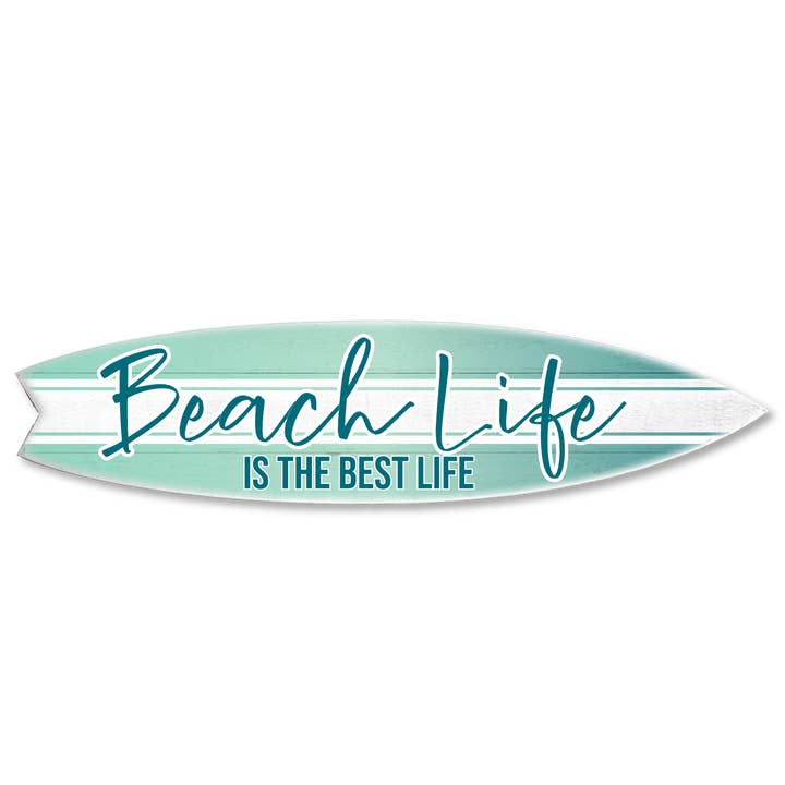 SURF BOARD WALL ACCENT BEACH LIFE BEST (FADED TEAL) for wholesale by Jarmz Designs