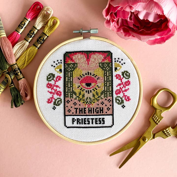The High Priestess Tarot Card Cross Stitch Kit for wholesale by Innocent Bones
