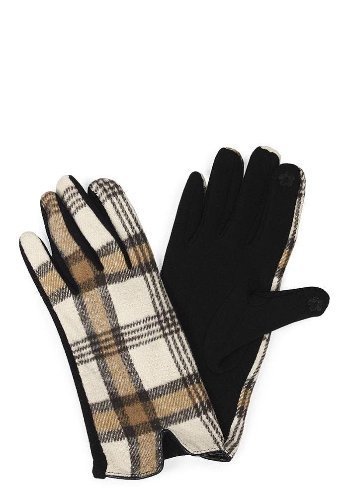 anbfashion - Wholesale Gloves - Women's - SMART TOUCH PLAID TWO TONE GLOVES2