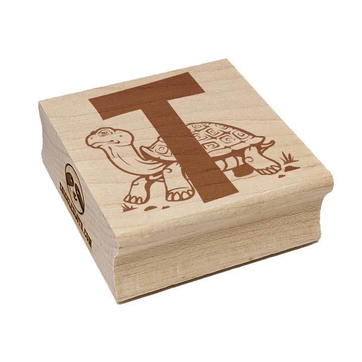 Sniggle Sloth - Wholesale Rubber/Decorative Stamp - Animal Alphabet Letter T for Turtle and Tortoise Square Rubber Stamp for Stamping Crafting3