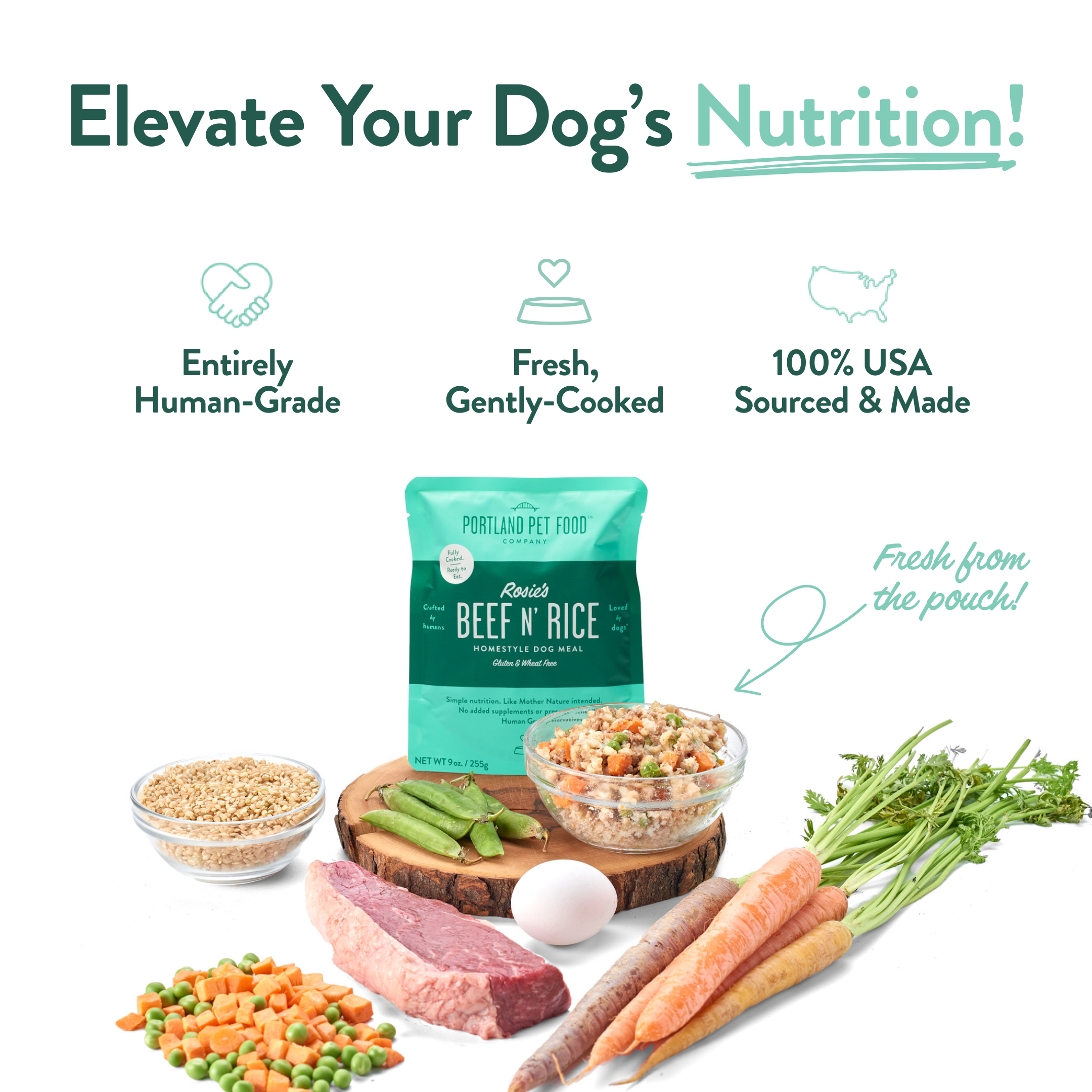 Portland Pet Food Company - Wholesale Pet Food - Dog - Rosie's Beef N Rice Human Grade Fresh Wet Food Dog Pouches3
