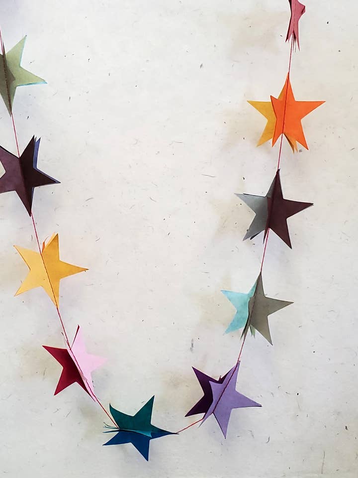 Nepali 3D Star Garland, 5, Pure Multi for wholesale by Aitoh Company