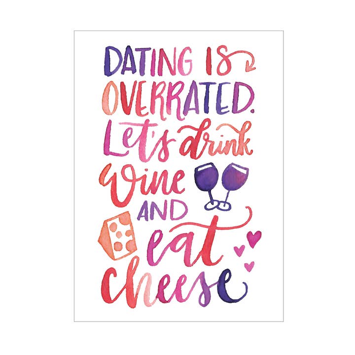 Vinho + Queijo cartão de saudação por atacado de Katie Elizabeth Lettering