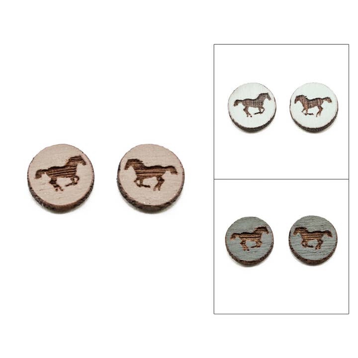 Cameo Post Earring - Horse Galloping for wholesale by Once Again Sam