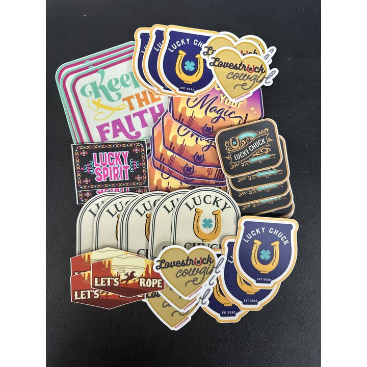 PACK DE 10 PEGATINAS SURTIDAS para venta al por mayor de Lucky Chuck
