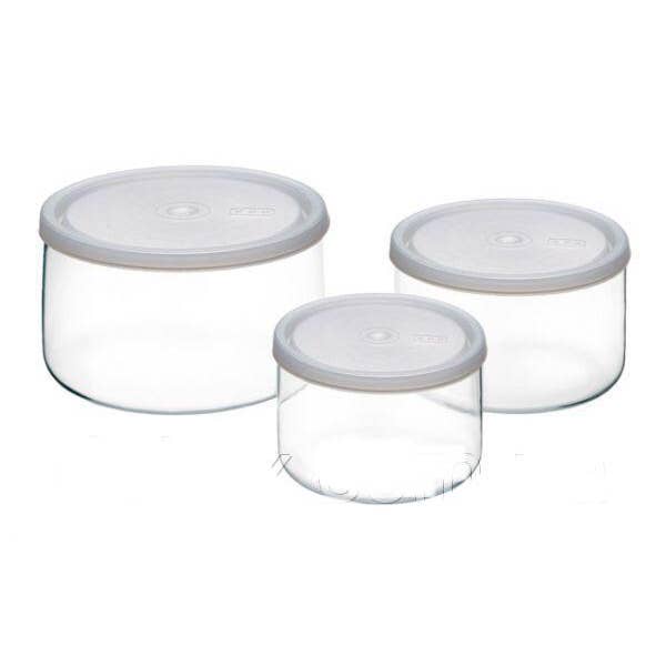 Kadra Kitchenware - Wholesale Food Storage Container - Simax 3-Piece Glass Storage Set with Plastic Lids