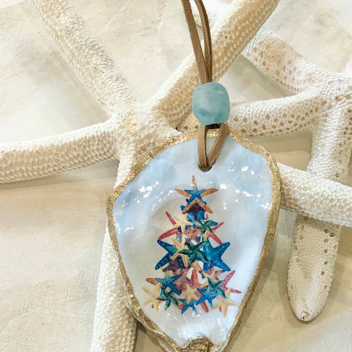 Coast and Cork - Wholesale Ornament - Coastal Christmas Tree Ornament - Oyster Shell