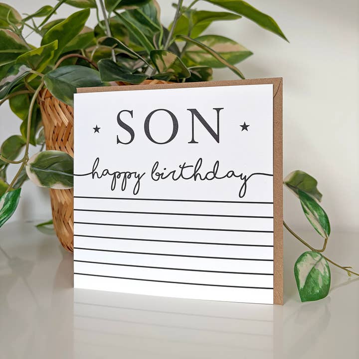 Michelle Fiedler Design – wholesale Birthday card – Simply Stripey Son1