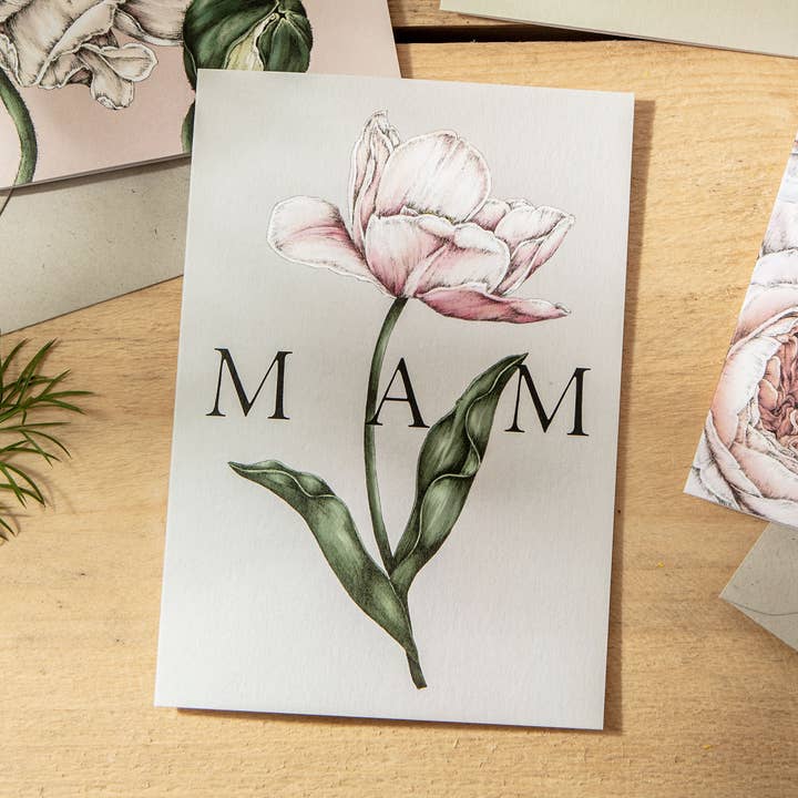 Spring Blossom - MAM - Cymraeg / Welsh Card for wholesale by Catherine Lewis Design