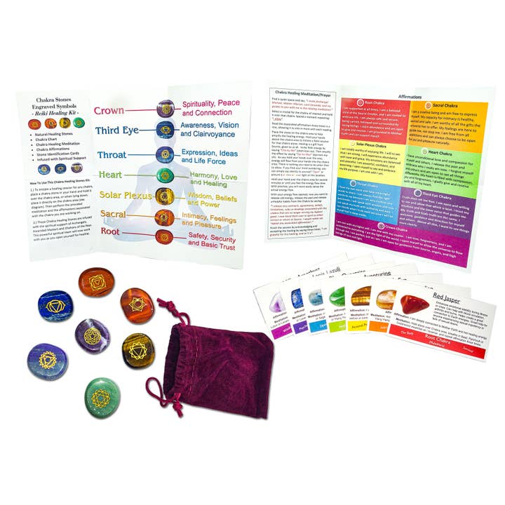 Deep Healing Light - Wholesale Spiritual Stone/Crystal - Chakra Stones, Engraved Symbols - Reiki Healing - Polished16