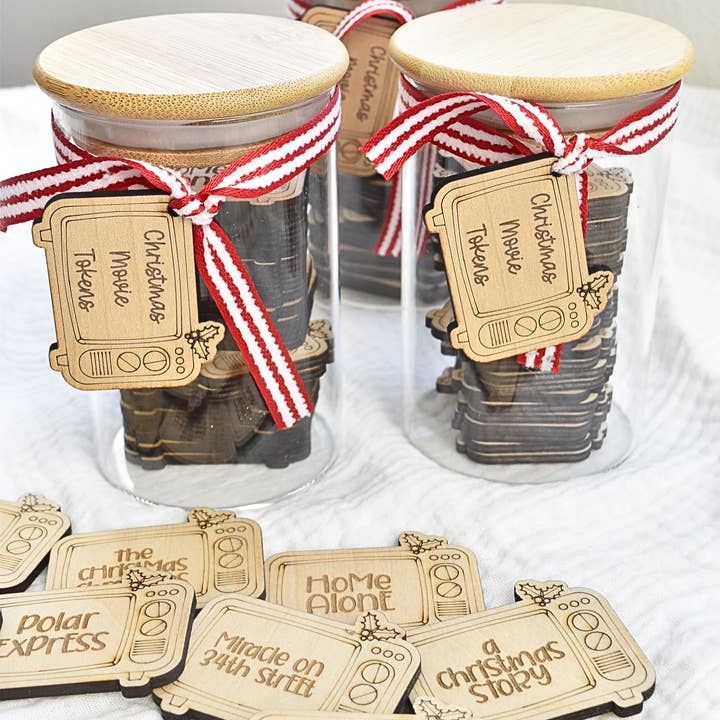 Etchedoccasions - Wholesale Keepsake Coin/Token - Christmas Movie Tokens in Jar Holiday Countdown GiftChristma