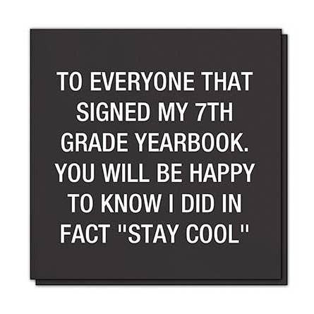 7e klas jaarboek. Servetten | About Face Designs voor wholesale door Funatic - About Face Designs - Nice Enough Merch Co