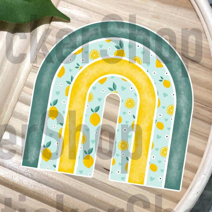 Lemon Print Rainbow Vinyl Sticker for wholesale by MDStickerShop