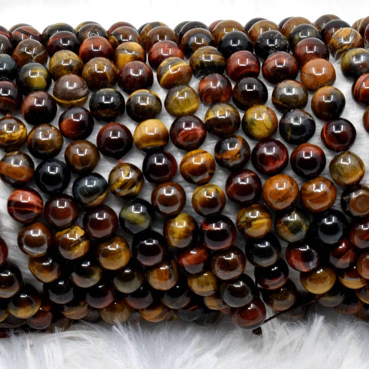 Perles rondes multi-œil de tigre, bijoux en perles de cristal 6-10 mm pour la vente par AK Healing Crystals