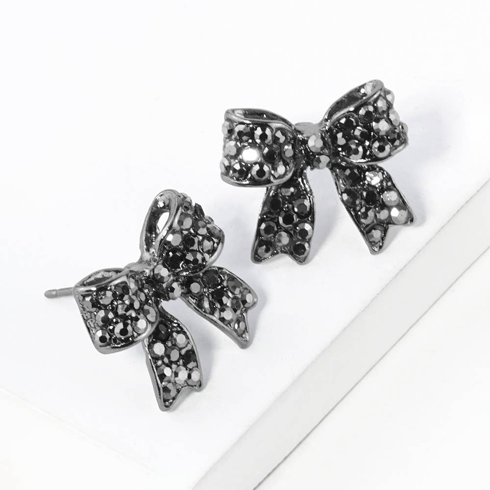 Sensibling Corp. - Wholesale Stud/Post Earrings - Crystal Rhinestone Pave Bow Stud Earrings
23