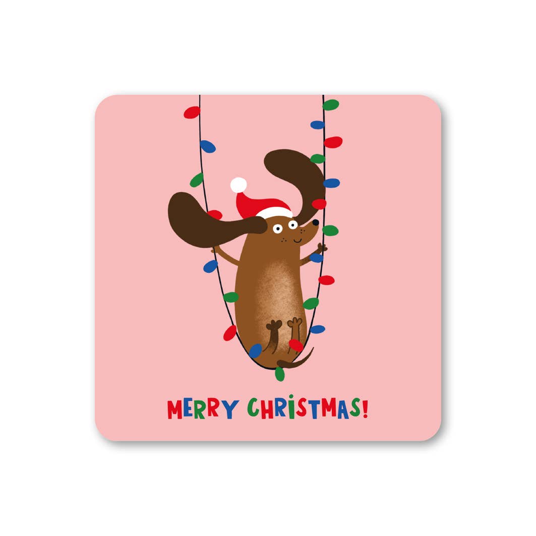 Lucy Maggie Designs - Wholesale Coasters - Dog Christmas Lights Coaster0