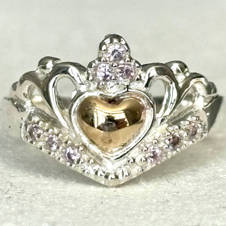 Bague Enfant Cœur Royal – Argent Sterling 925 & Or 10K pour la vente par QURI