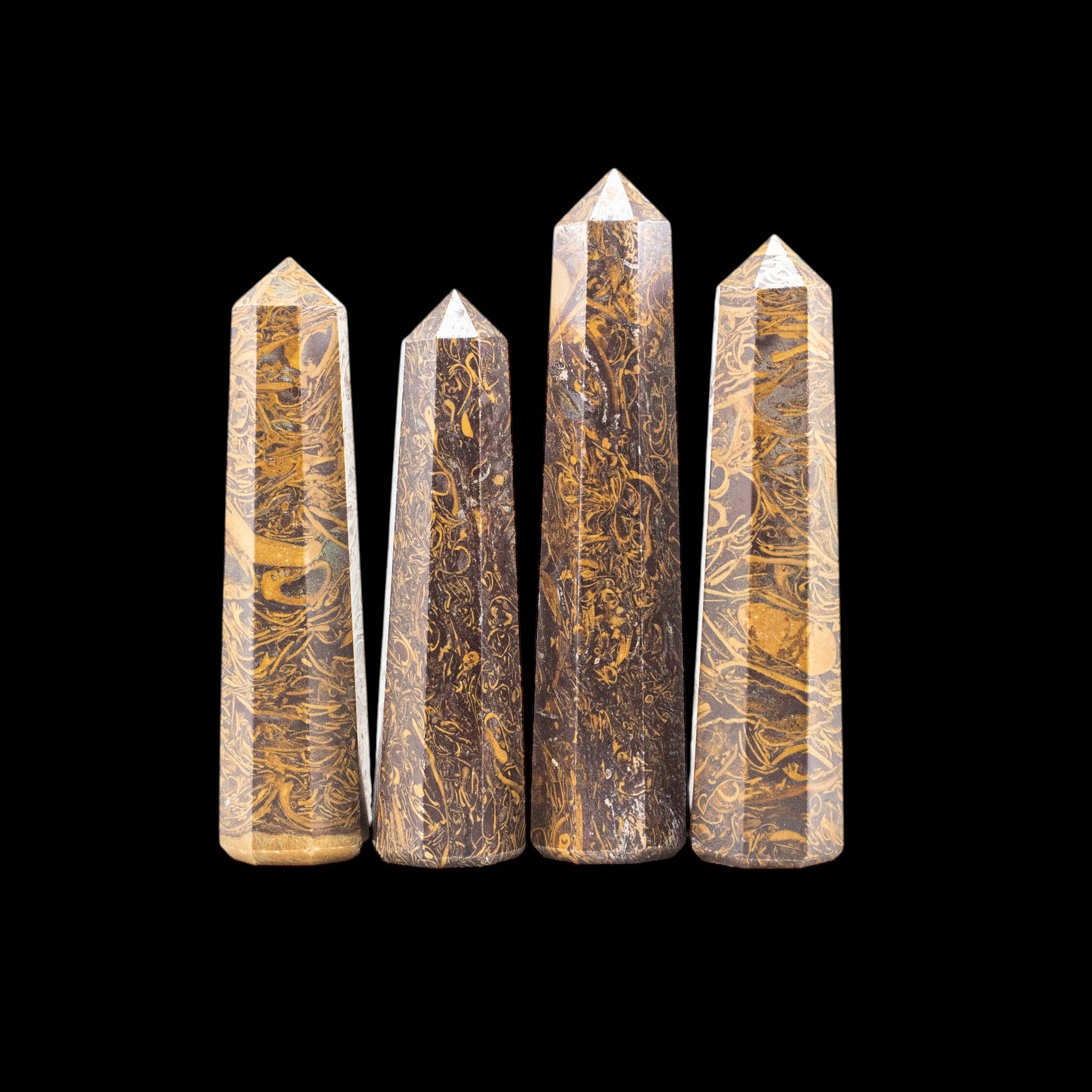 Quasar Gems USA – wholesale Spiritual stone/crystal – Miriam Calligraphy Jasper Tower Obelisks 8 Sided  2