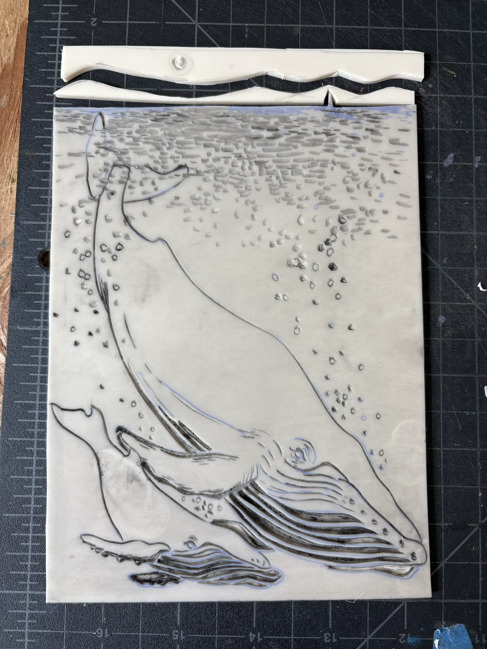 Kathie Studio - Wholesale Everyday Greeting Card - Whale with Calf Blockprint Greeting Card1