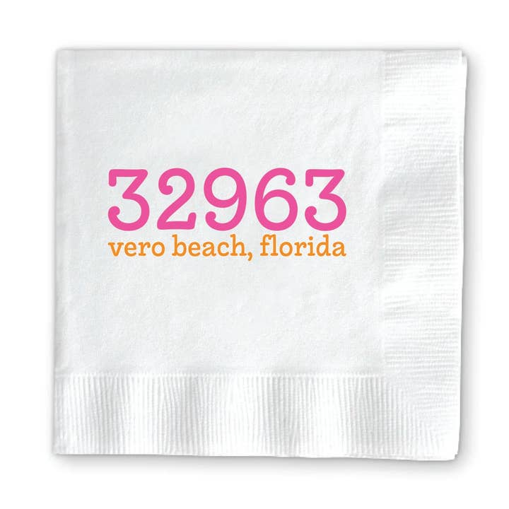 Donovan Designs - Wholesale Disposable Napkin - ZIP CODE-COCKTAIL NAPKINS - City and State Design