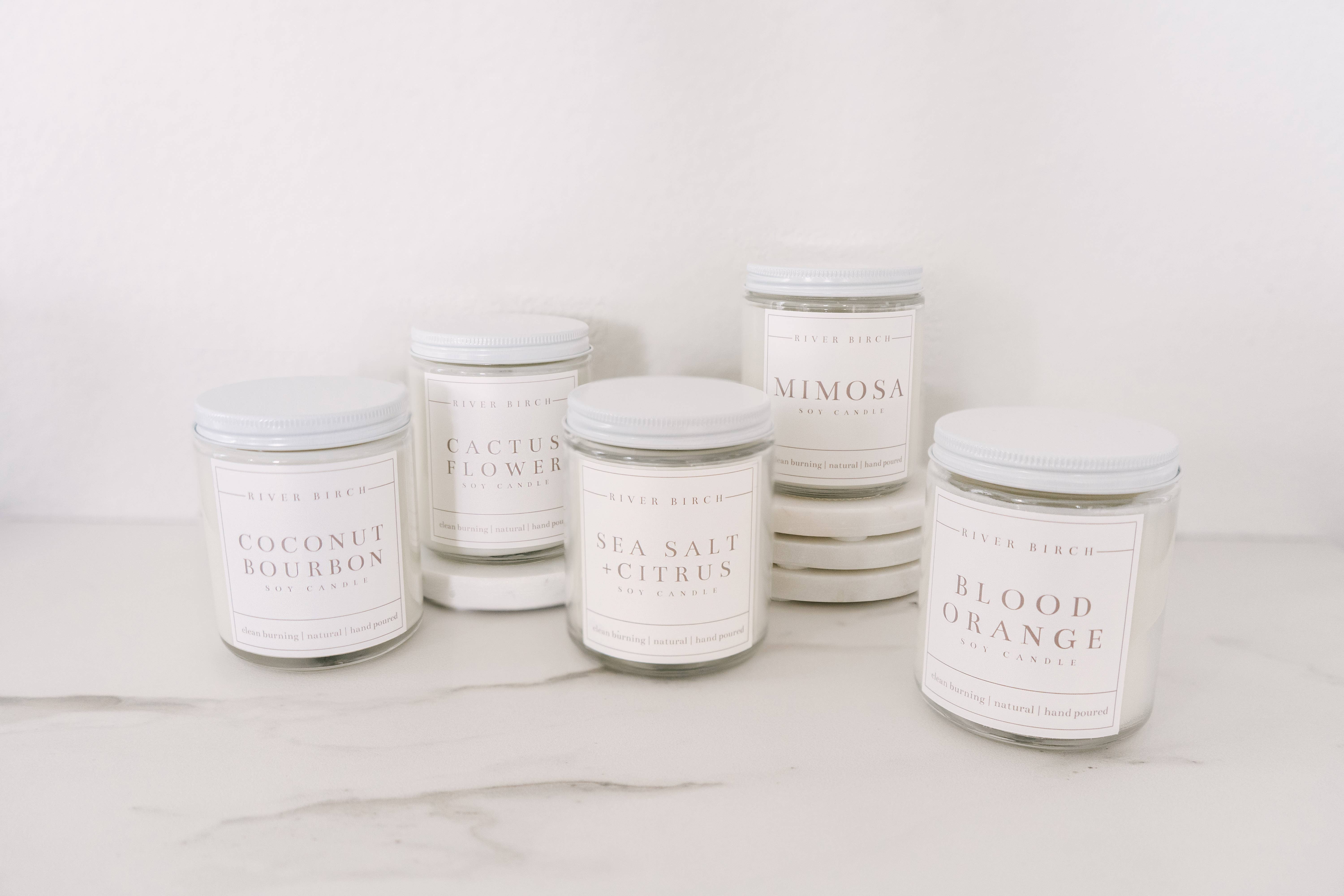 River Birch Candles - Venta al por mayor Velas en tarros - Vela de soja con flor de cactus de 8,5 oz, tarro transparente5