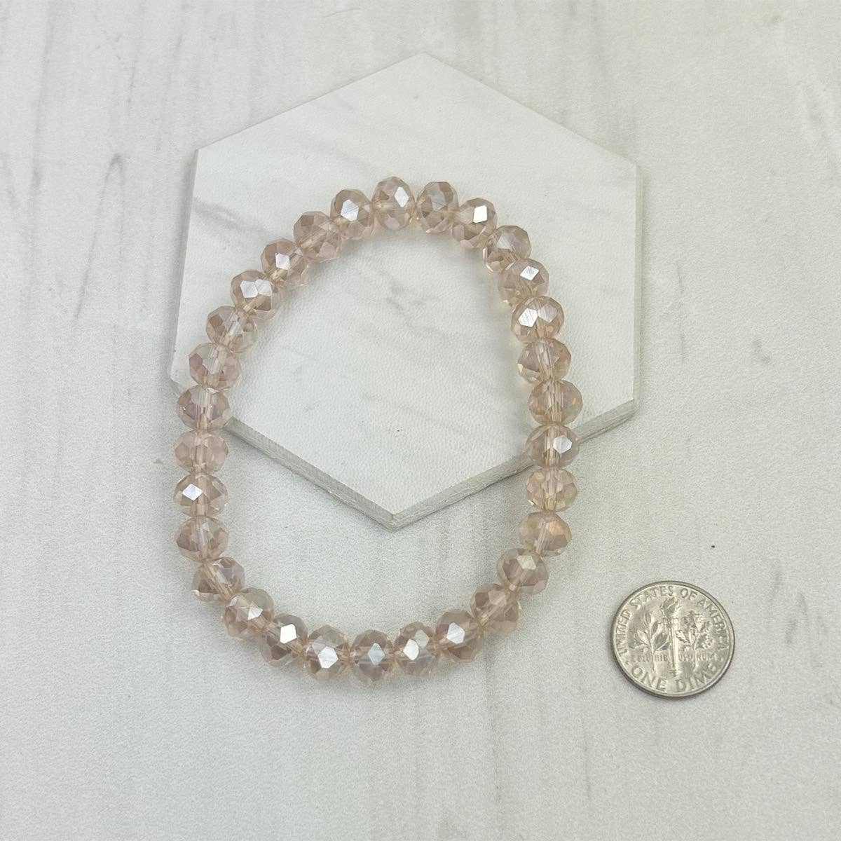 Western Elite Jewelry – Engroshandel Perlearmbånd – BR240713-19 Lasergrøn ansigtsskårne krystalperler strækarmbånd1