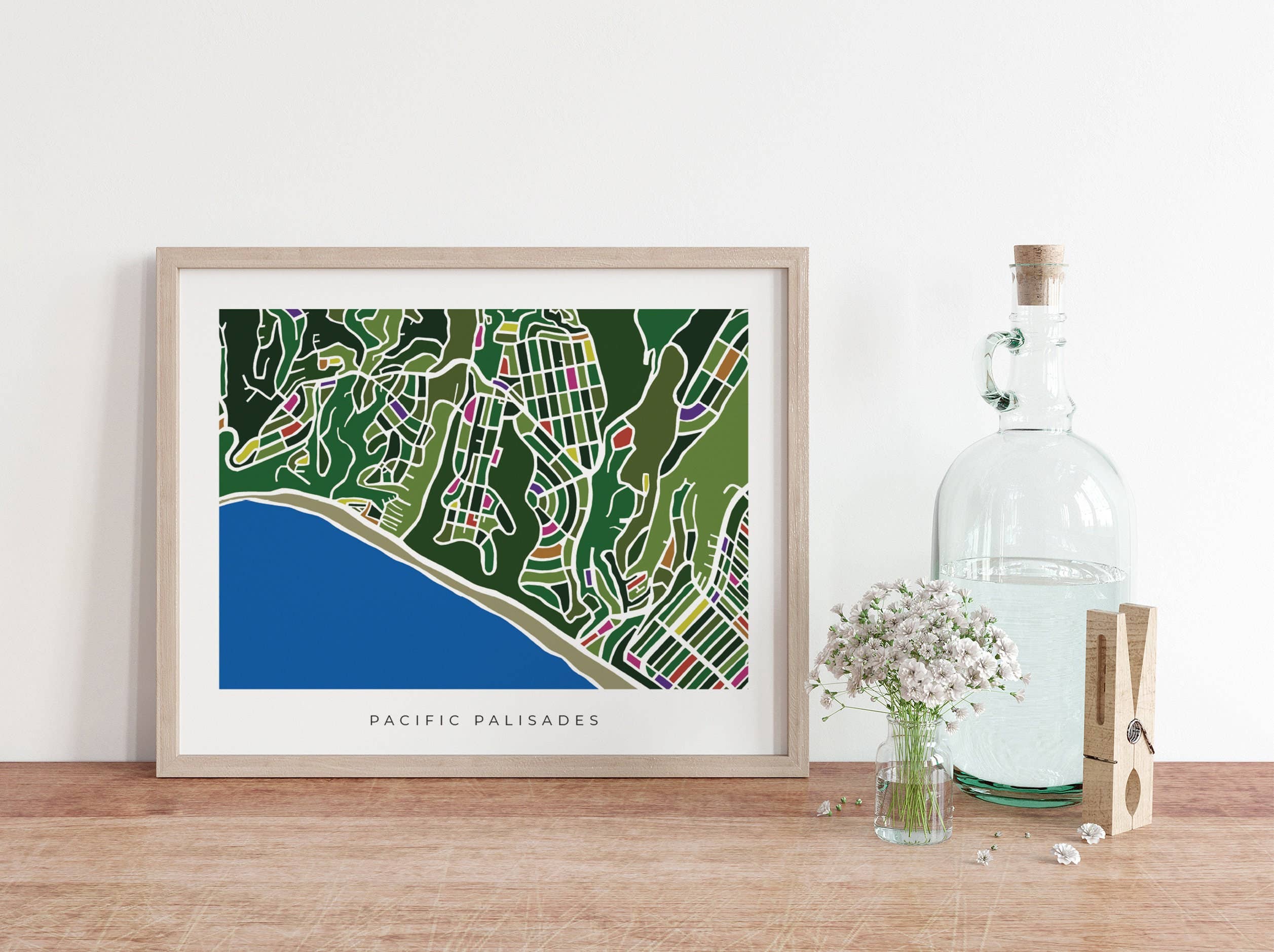 Faraway Places Paper - Wholesale Art Print - Pacific Palisades Wall Art Map Print1