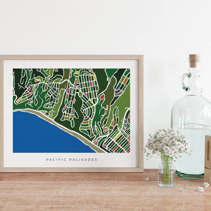 Faraway Places Paper - Wholesale Art Print - Pacific Palisades Wall Art Map Print1