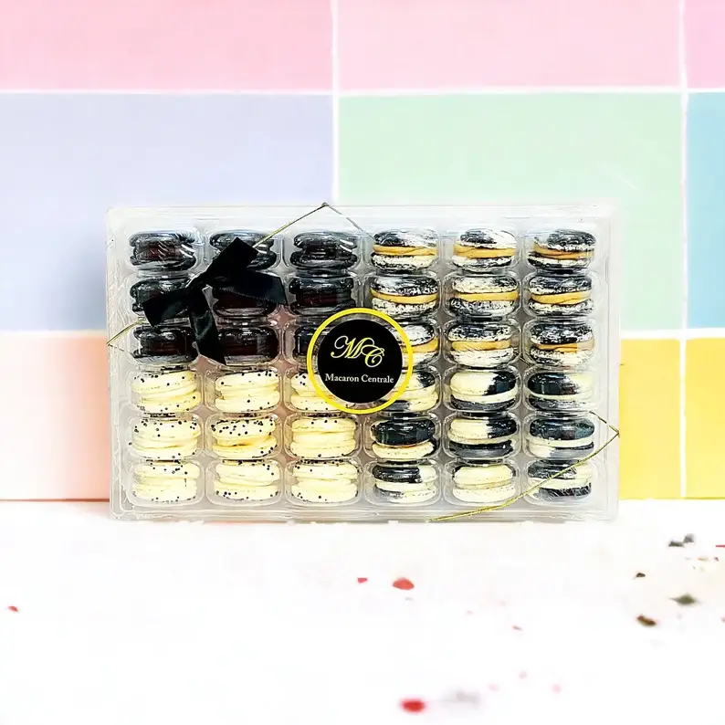 macaron centrale - Wholesale Cookie - Black & White Vibe: A Flavorful Quartet of French Macarons0