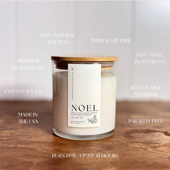 Modern Roots Candle Co. - Wholesale Jar/Filled Candle - Noel | Frosted Juniper & Camphor | 9oz Soy Wax Candle3