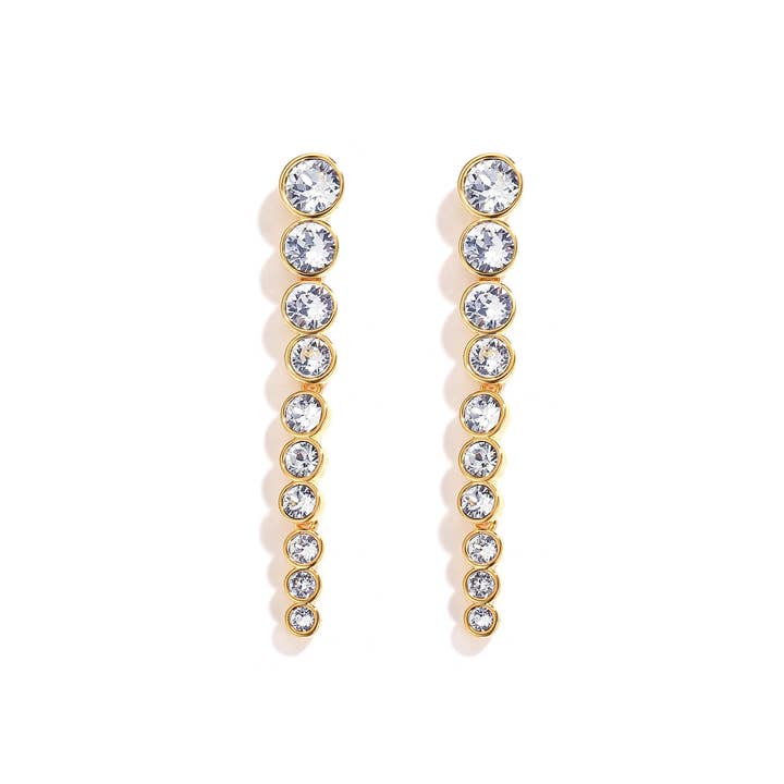 Boucles d'oreilles pendantes Tennis Cascade avec Swarovsk transparent | 2-1352-GCLR pour la vente par My Jewellery Story