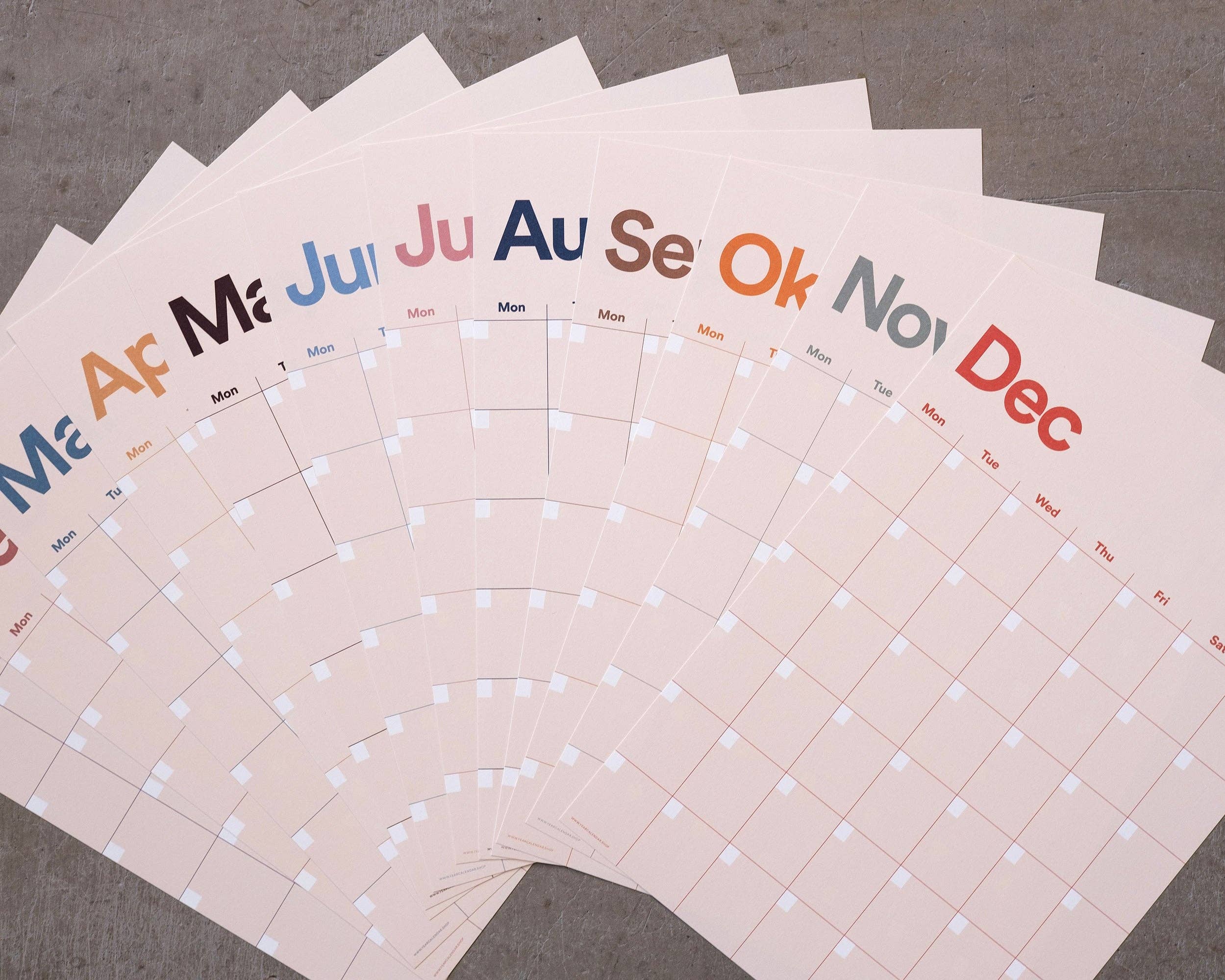 Yearcalendar - Wholesale Calendar - A3 Undated Wall Calendar Light Beige3