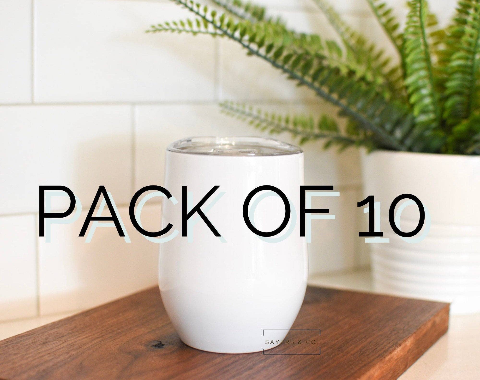 Sayers & Co. – wholesale Isolerade dryckesvaror – Storpaket med 10 st 350 ml klassiska vita vin-termomuggar i rostfritt stål för sublimering, grossist