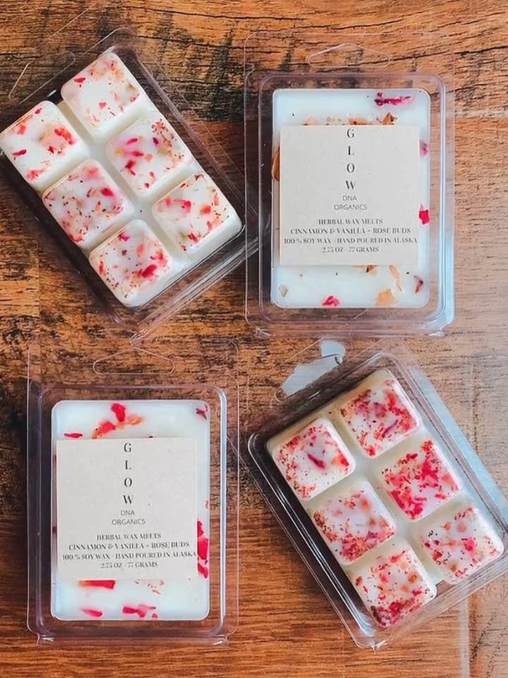 CLOVE + CINNAMON + VANILLA MELTS for wholesale by GLOW DNA ORGANICS CANDLES