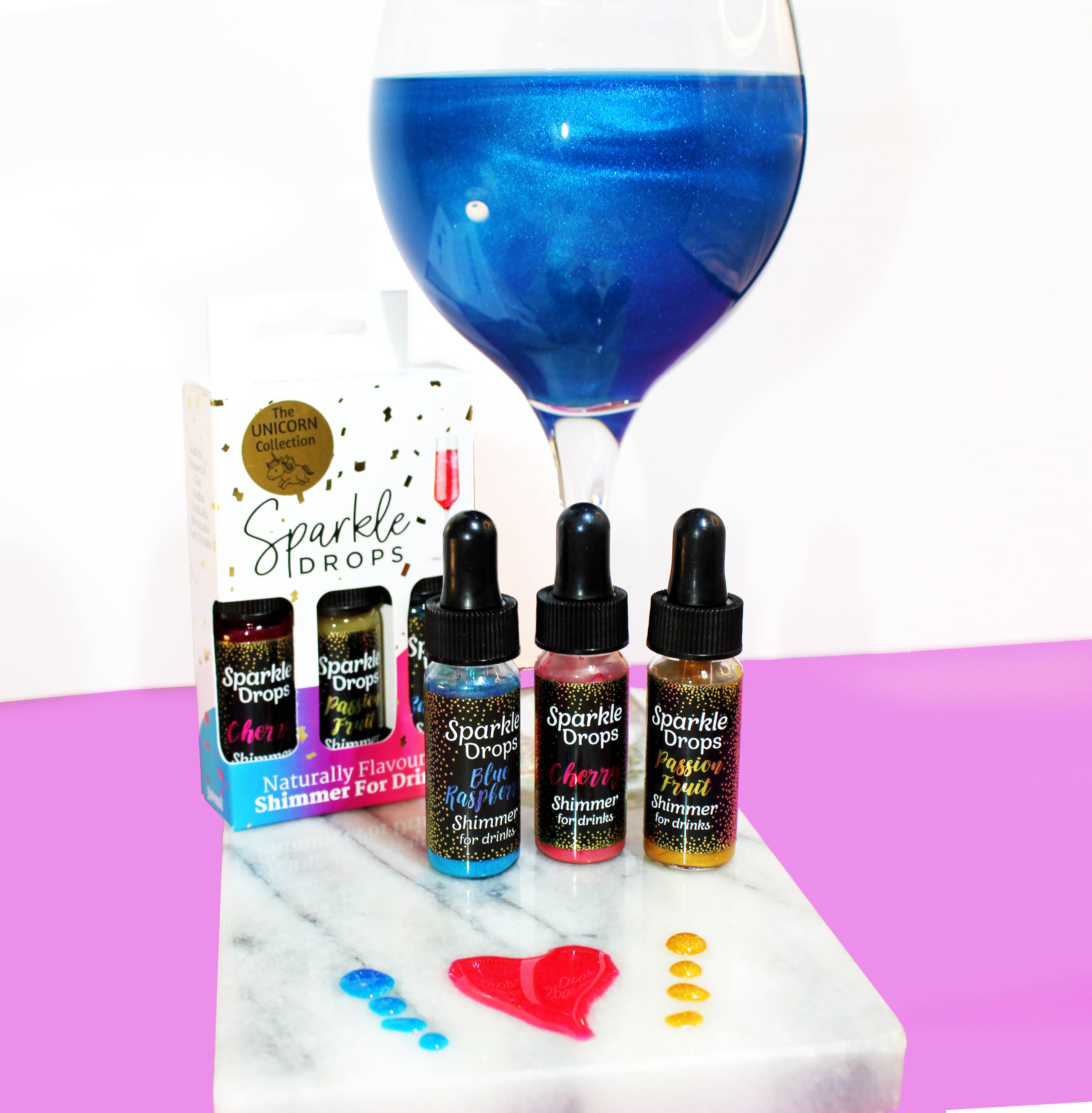 Sparkle Drops - Vente Mélange/sirop pour cocktails - Coffret cadeau Sparkle Drops Shimmer Sirup 30 ml - 12 mélanges6