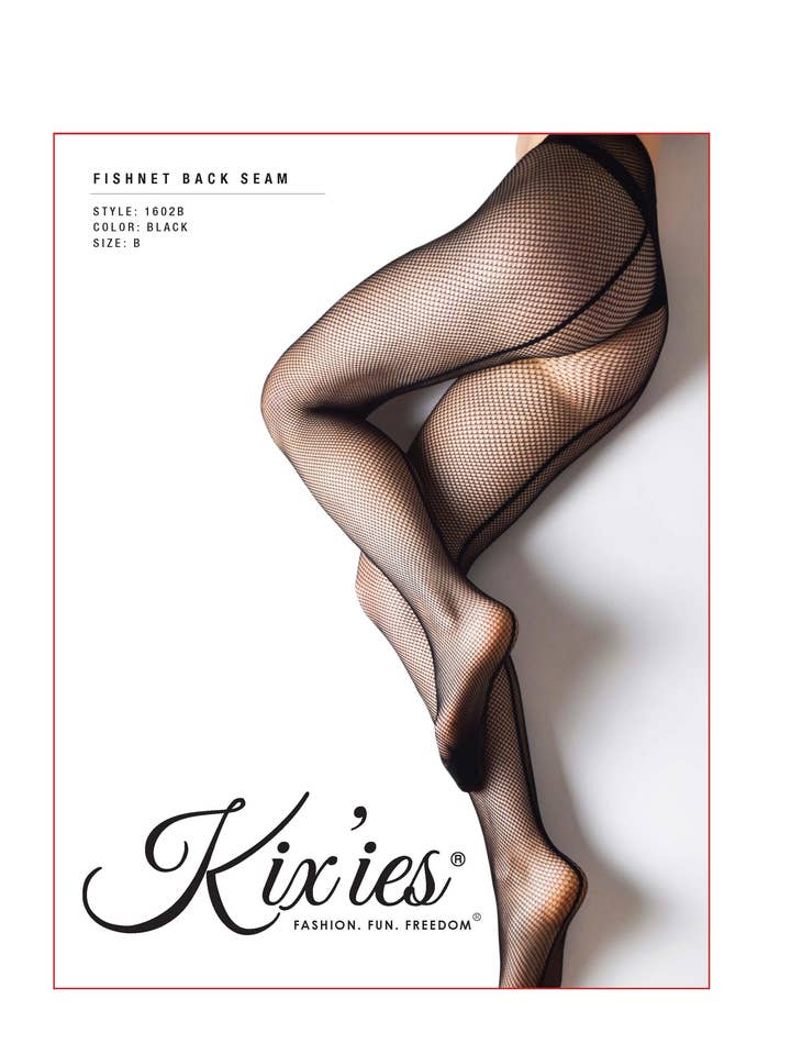 Kix'ies - Wholesale Tights - Women's - Fishnet Tights Back Seam Black. Petite to Plus Size