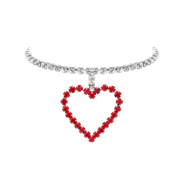 SP Sophia Collection - Wholesale Choker/Collar - Valentines Day Rhinestone Heart Choker Necklace