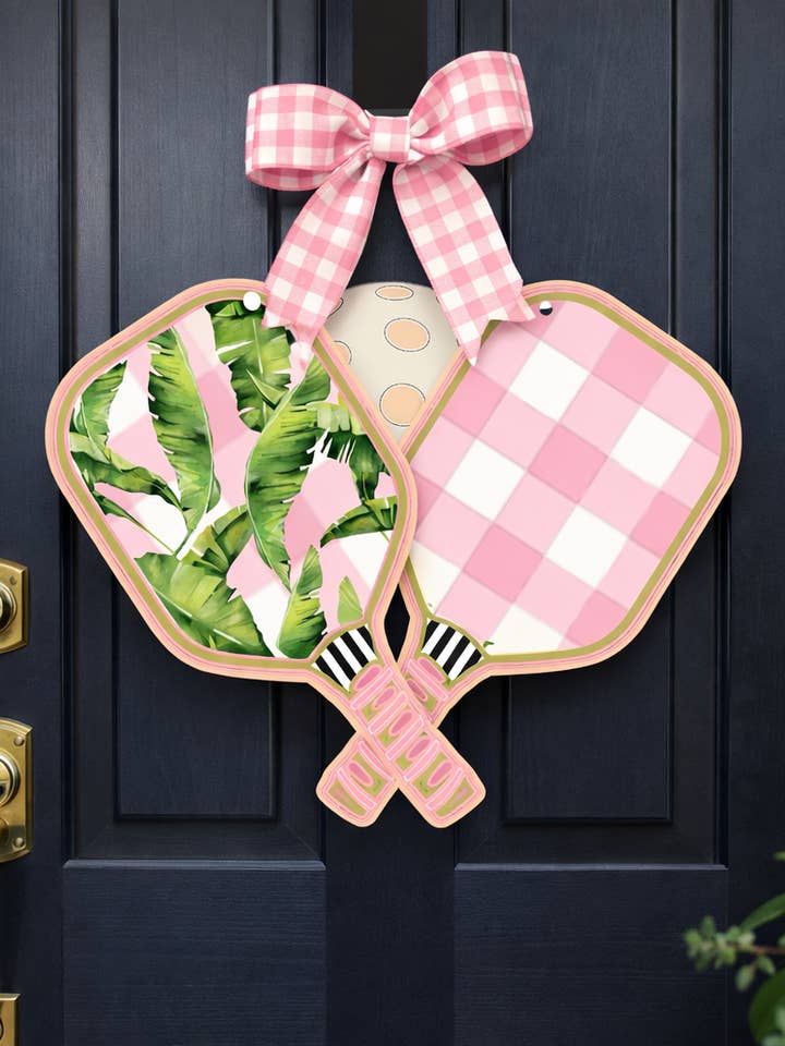 LARGE Designer Pickleball Y’all Door Hanger for wholesale by Mid Mod Design LLC