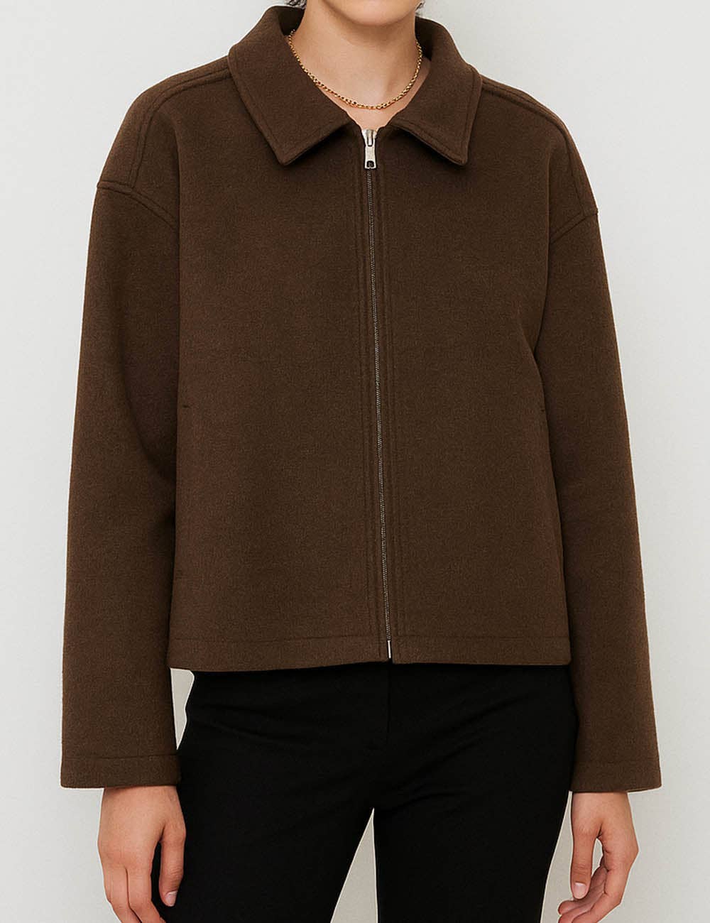 Sweetkama – wholesale Jacka - Dam – Damkappa i ullblandning med dragkedja och nedvikt krage0