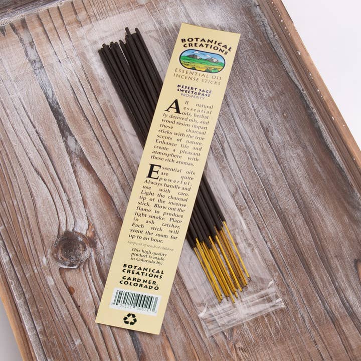 Botanical Creations - Wholesale Incense - Desert Sage and Sweetgrass Essential Oil Incense Sticks