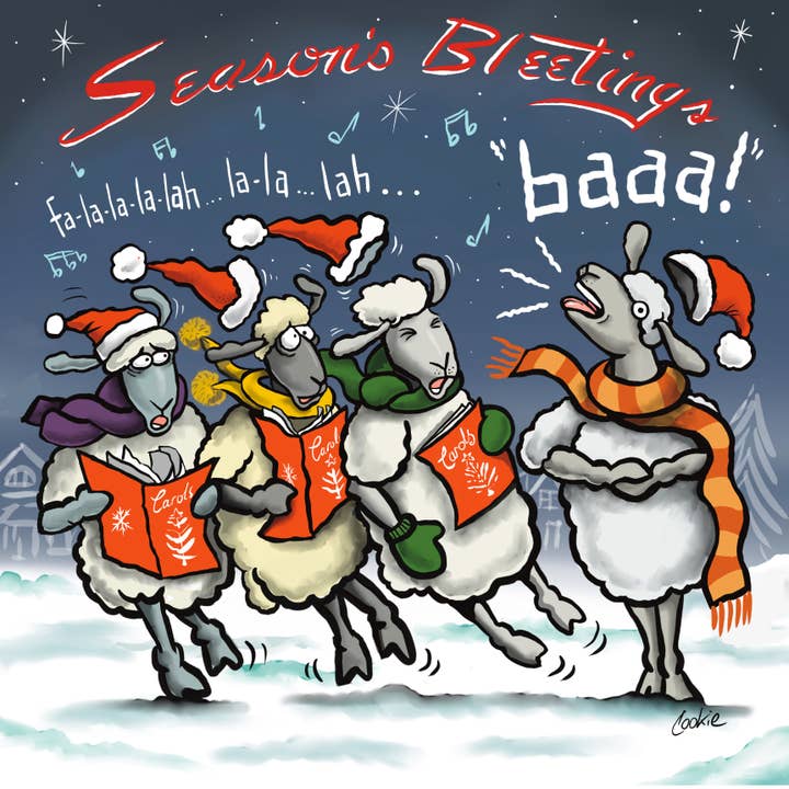 Flockers | Seasons Bleetings | Blanko-Grußkarten für den Großhandel von Cookie Cartoonery