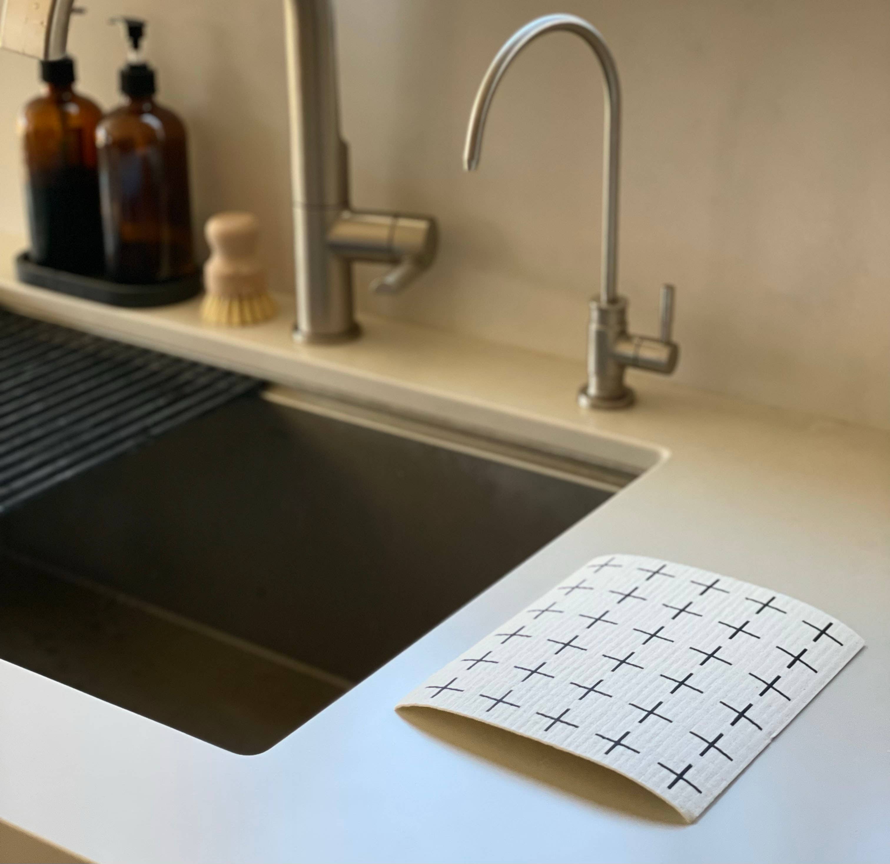 Ink and Fiber Designs - Wholesale Dishcloth - Black and White Scandi 1 Swedish Dishcloth5